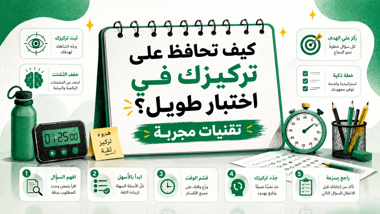 كيف تحافظ على تركيزك في اختبار طويل؟ تقنيات مجربة