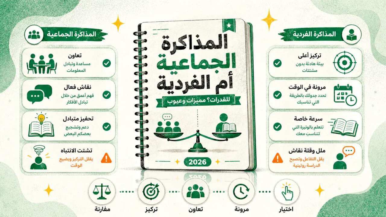 المذاكرة الجماعية أم الفردية للقدرات؟ مميزات وعيوب