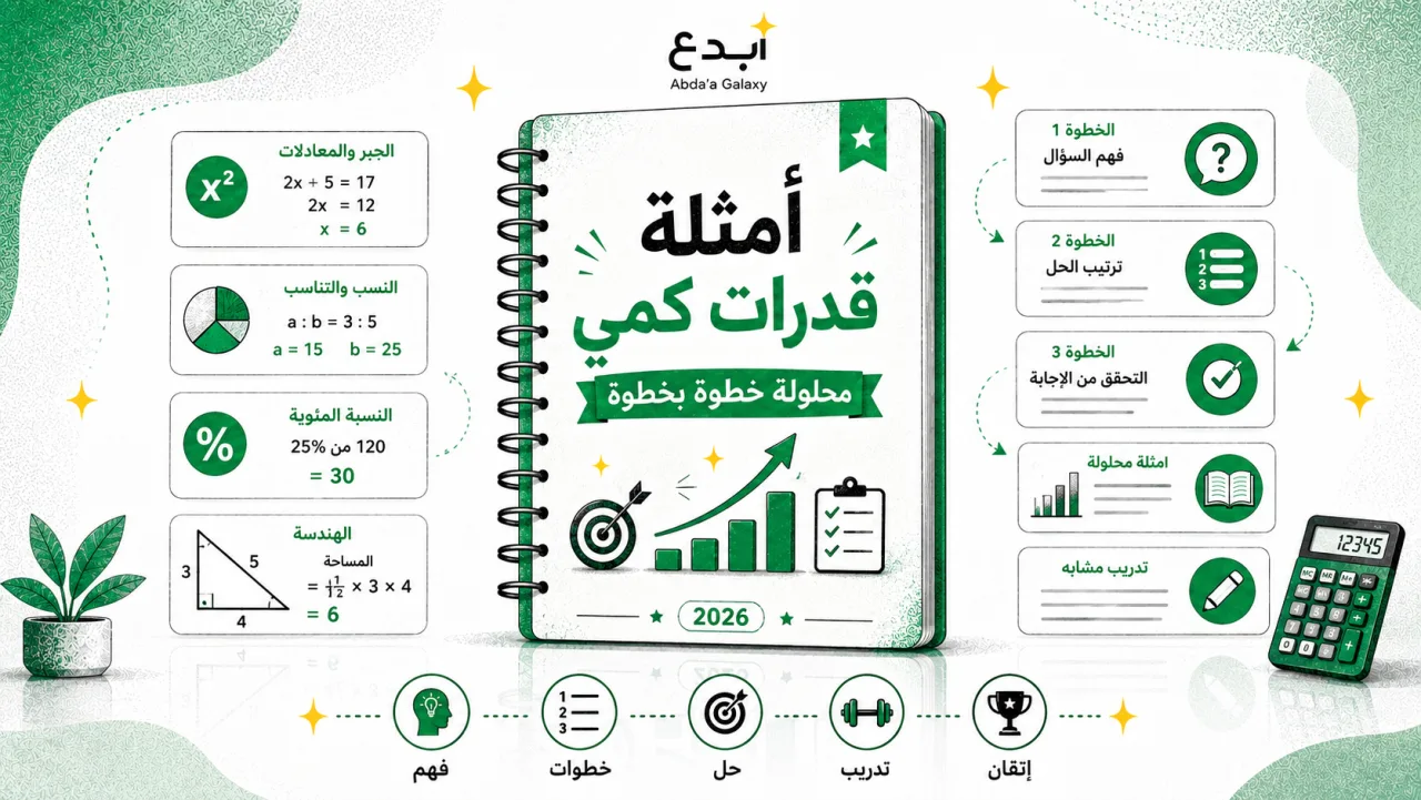 أمثلة قدرات كمي محلولة خطوة بخطوة (نماذج بالحل)
