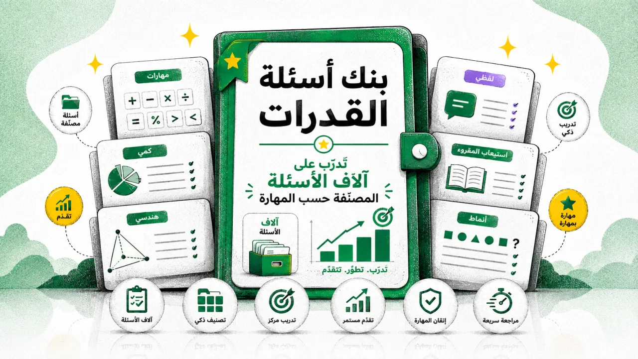 بنك أسئلة القدرات: تدرّب على آلاف الأسئلة المصنّفة حسب المهارة