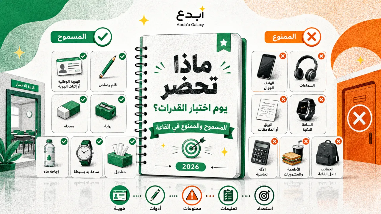 ماذا تحضر يوم اختبار القدرات؟ المسموح والممنوع في القاعة