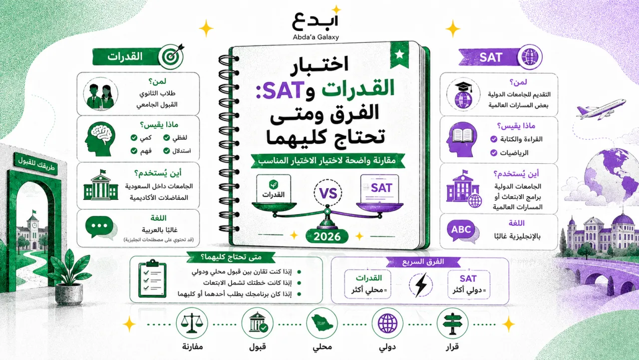 اختبار القدرات وSAT: الفرق ومتى تحتاج كليهما