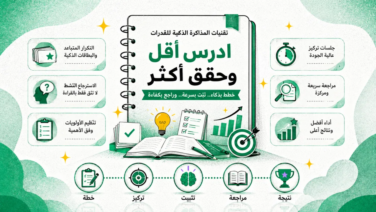 تقنيات المذاكرة الذكية للقدرات: ادرس أقل وحقق أكثر