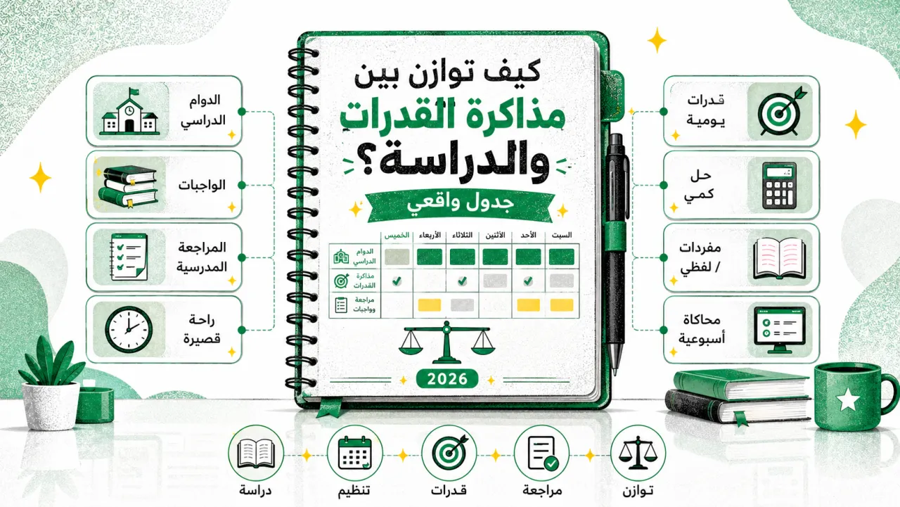 كيف توازن بين مذاكرة القدرات والدراسة؟ جدول واقعي
