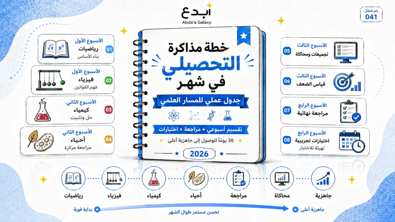 خطة مذاكرة التحصيلي في شهر: جدول عملي للمسار العلمي