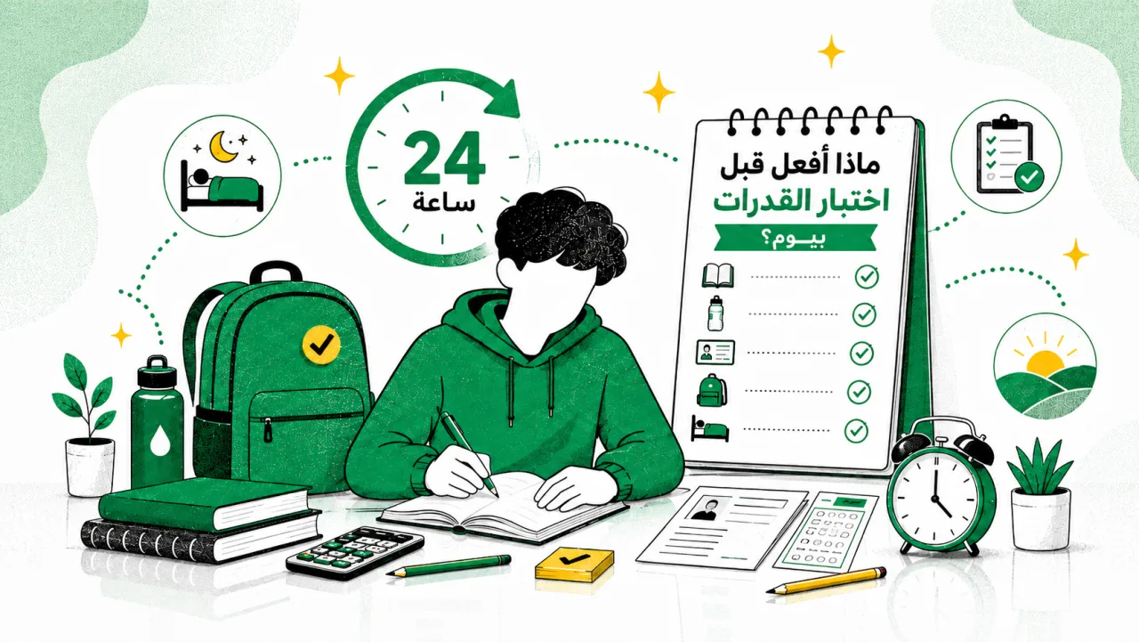 ماذا أفعل قبل اختبار القدرات بيوم؟ قائمة الـ 24 ساعة الأخيرة
